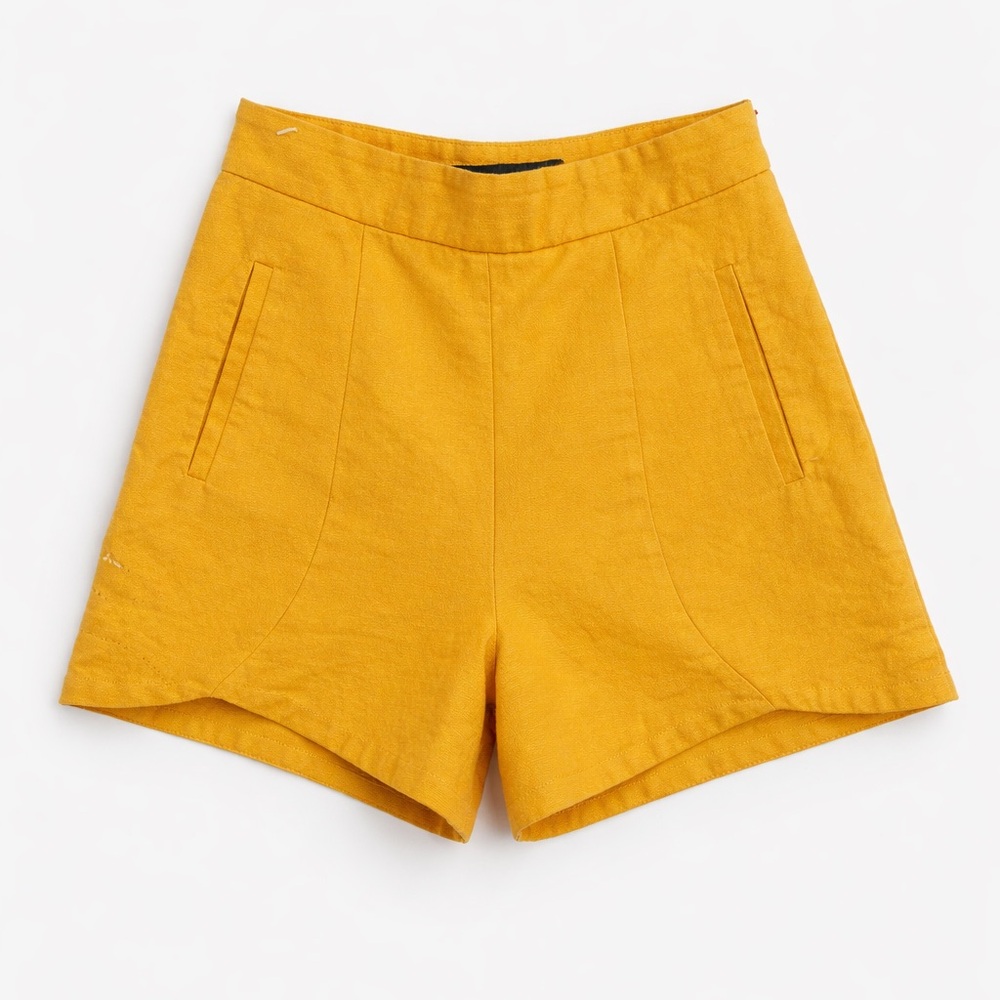 Zara Mustard Yellow High-Rise Shorts Women’s XS - Picture 3 of 8